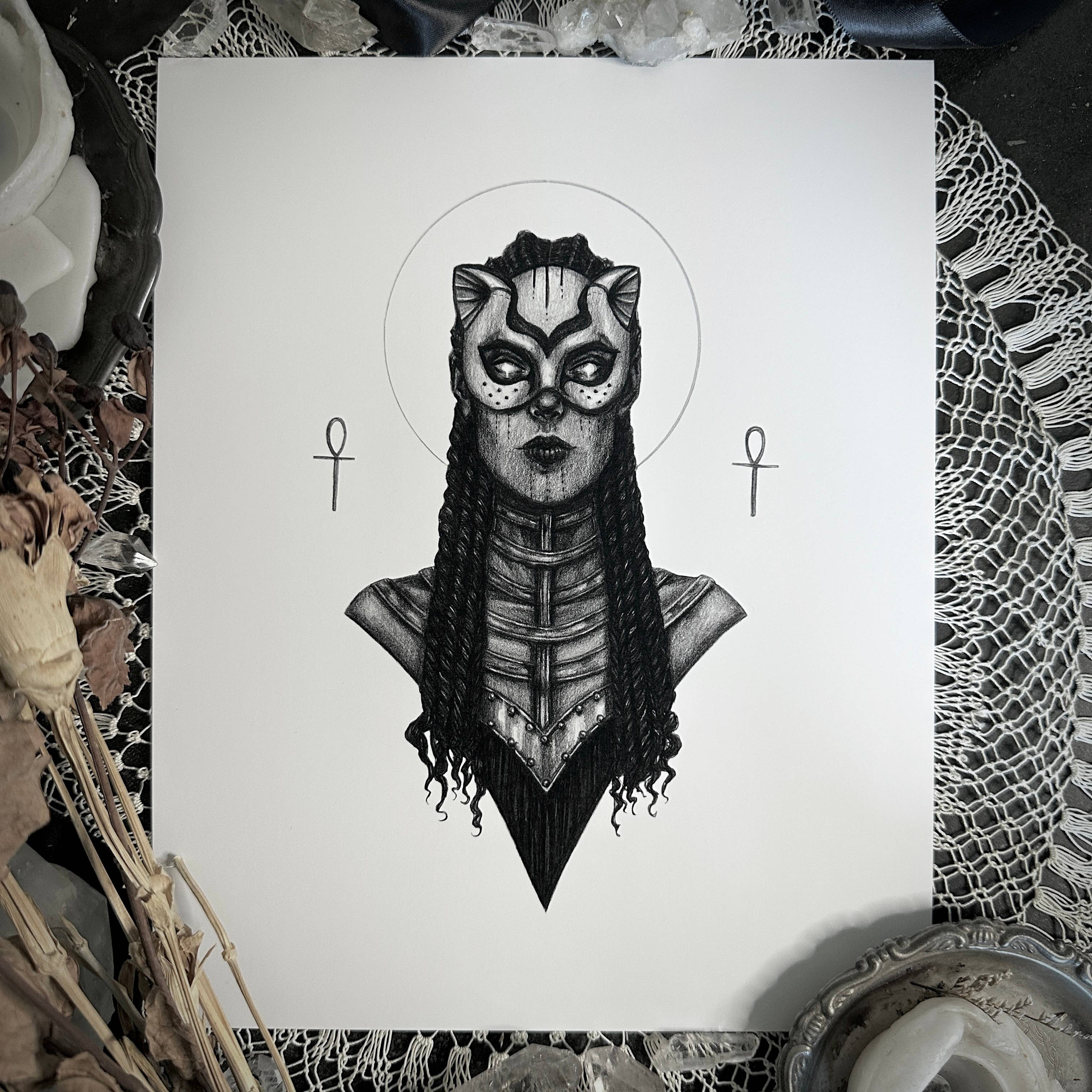 Sekhmet Fine Art Print - Egyptian Goddess of War & Wraith