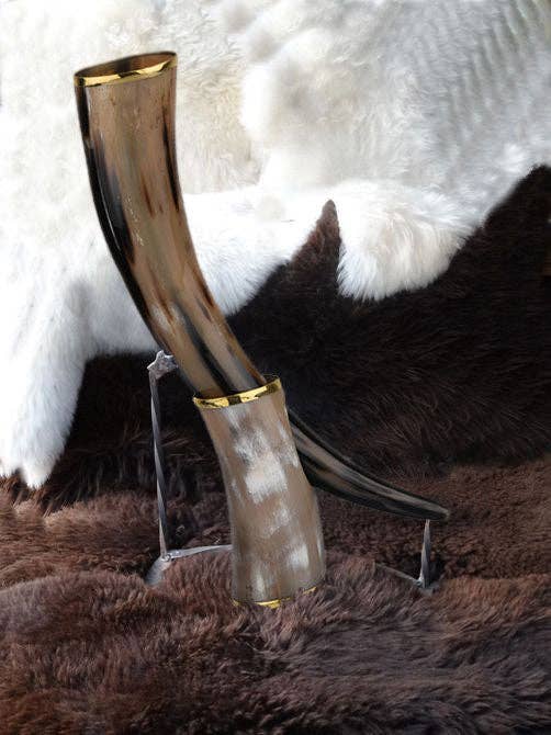Real Viking Drinking Horn with Stand Cups Vessels, 14"