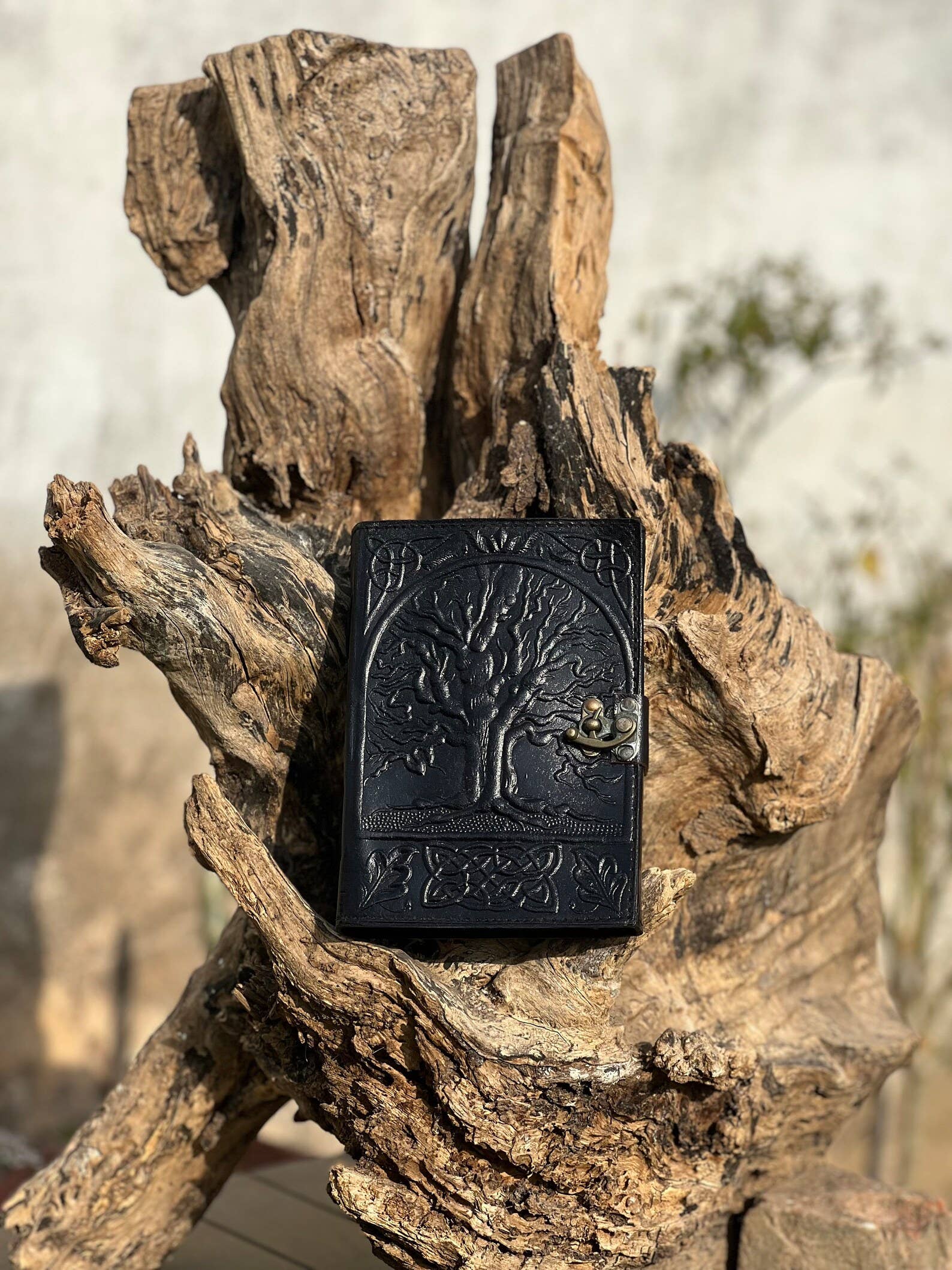Tree Embossed Leather Journal diary with 200 Handmade pages
