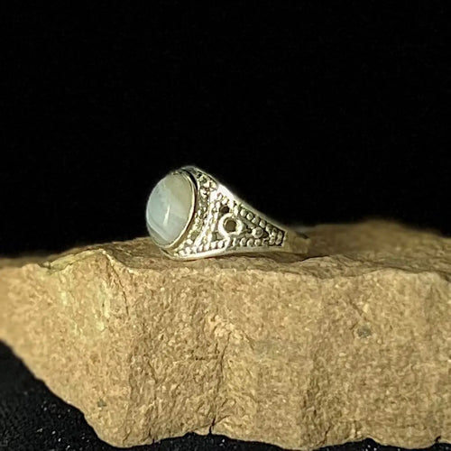 Blue Lace Agate Class Ring | Size 9 | Throat Chakra Crystal Jewelry