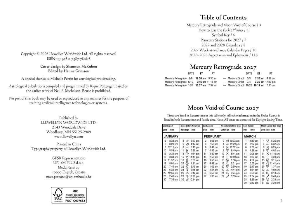 Llewellyn's 2027 Astrological Pocket Planner