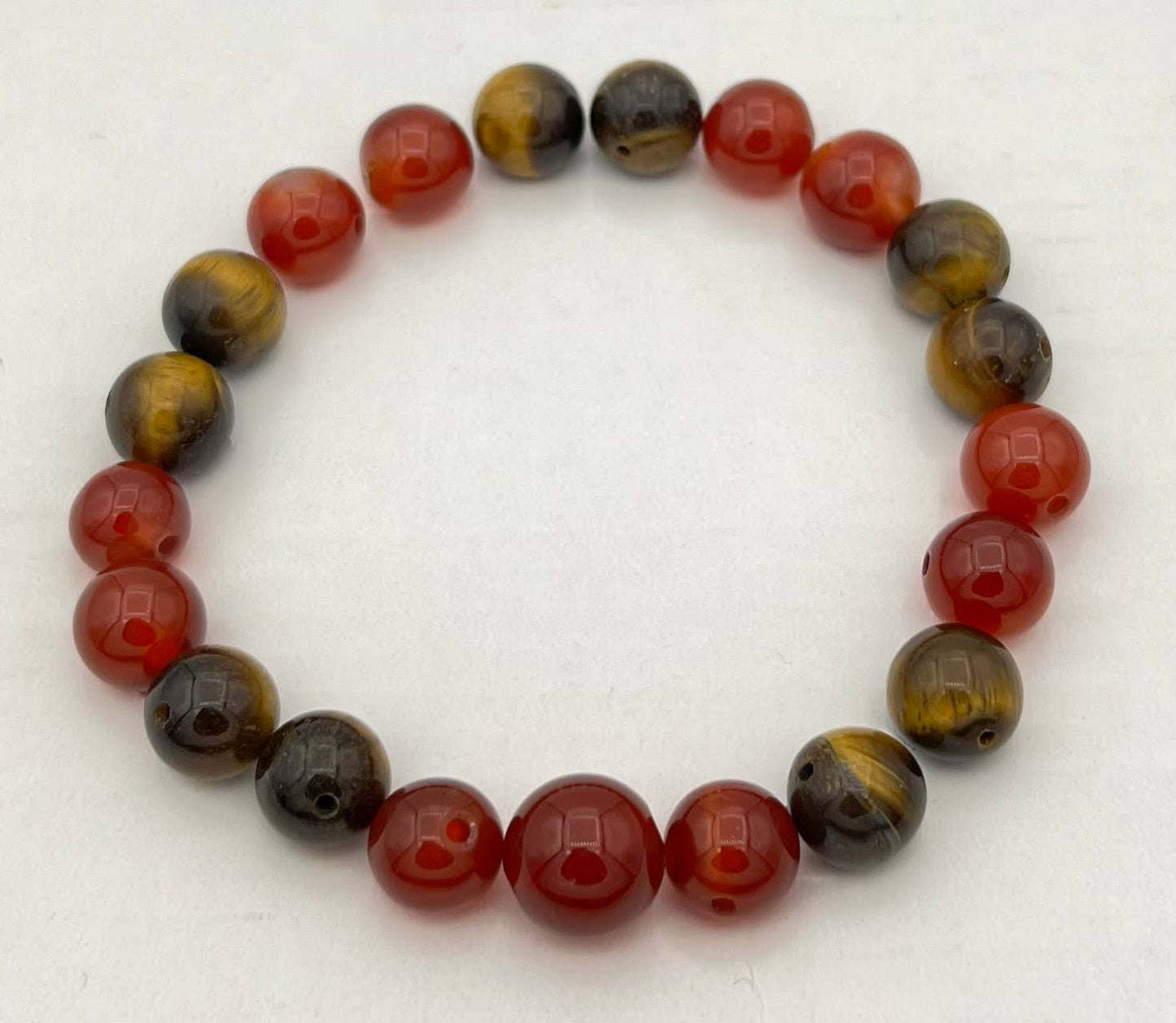 Large Size Carnelian & Tiger Eye Bracelet Wrist Mala 10mm