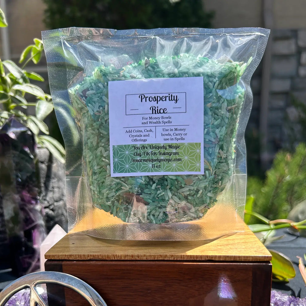Prosperity Rice - Handcrafted Money Bowl & Abundance Spell Blend 11 oz