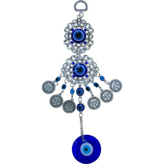 Glass Evil Eye Talisman - Adorned Double Eye w/ Charms