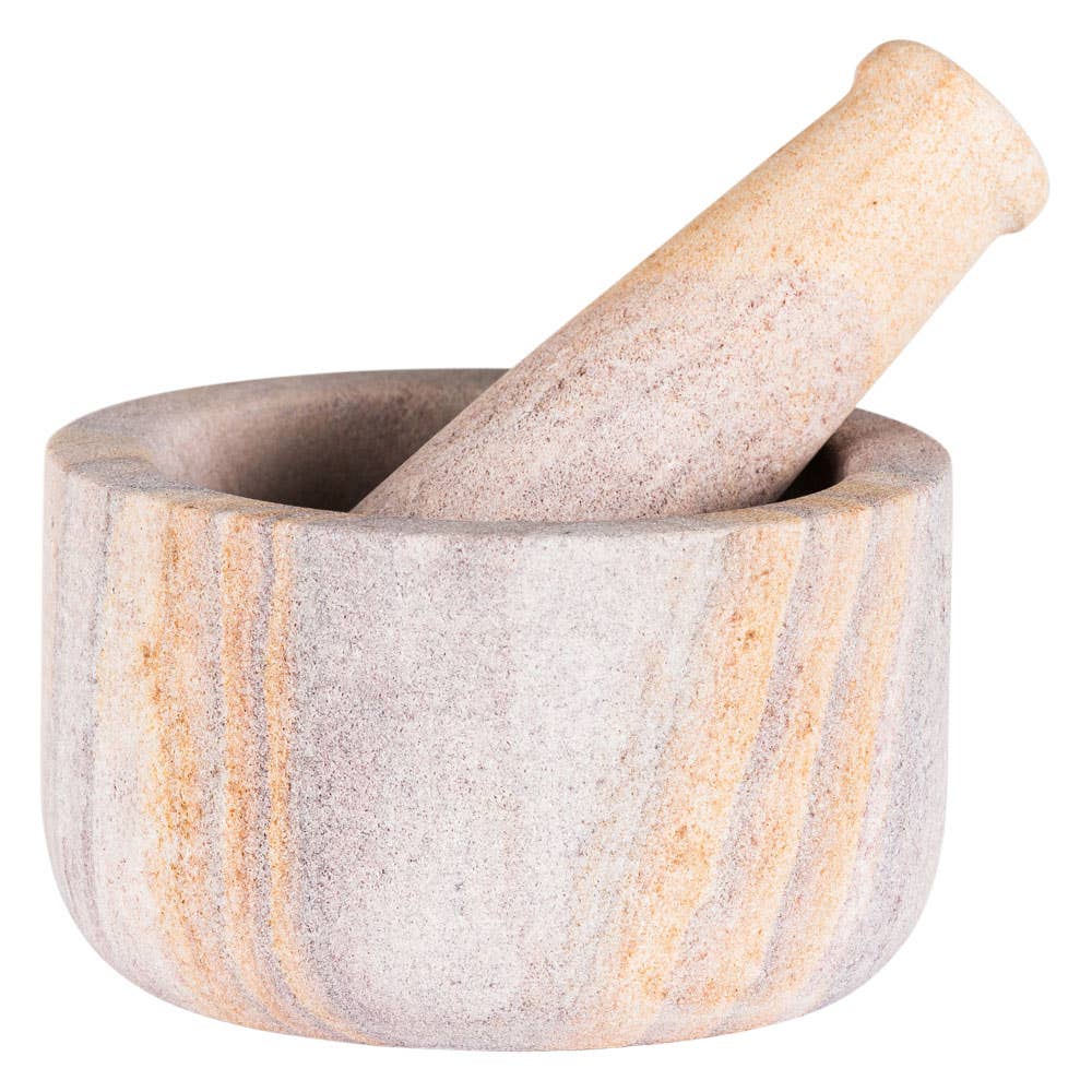 Sandstone Mortar & Pestle | Herb Grinding for Kitchen & Ritual Use