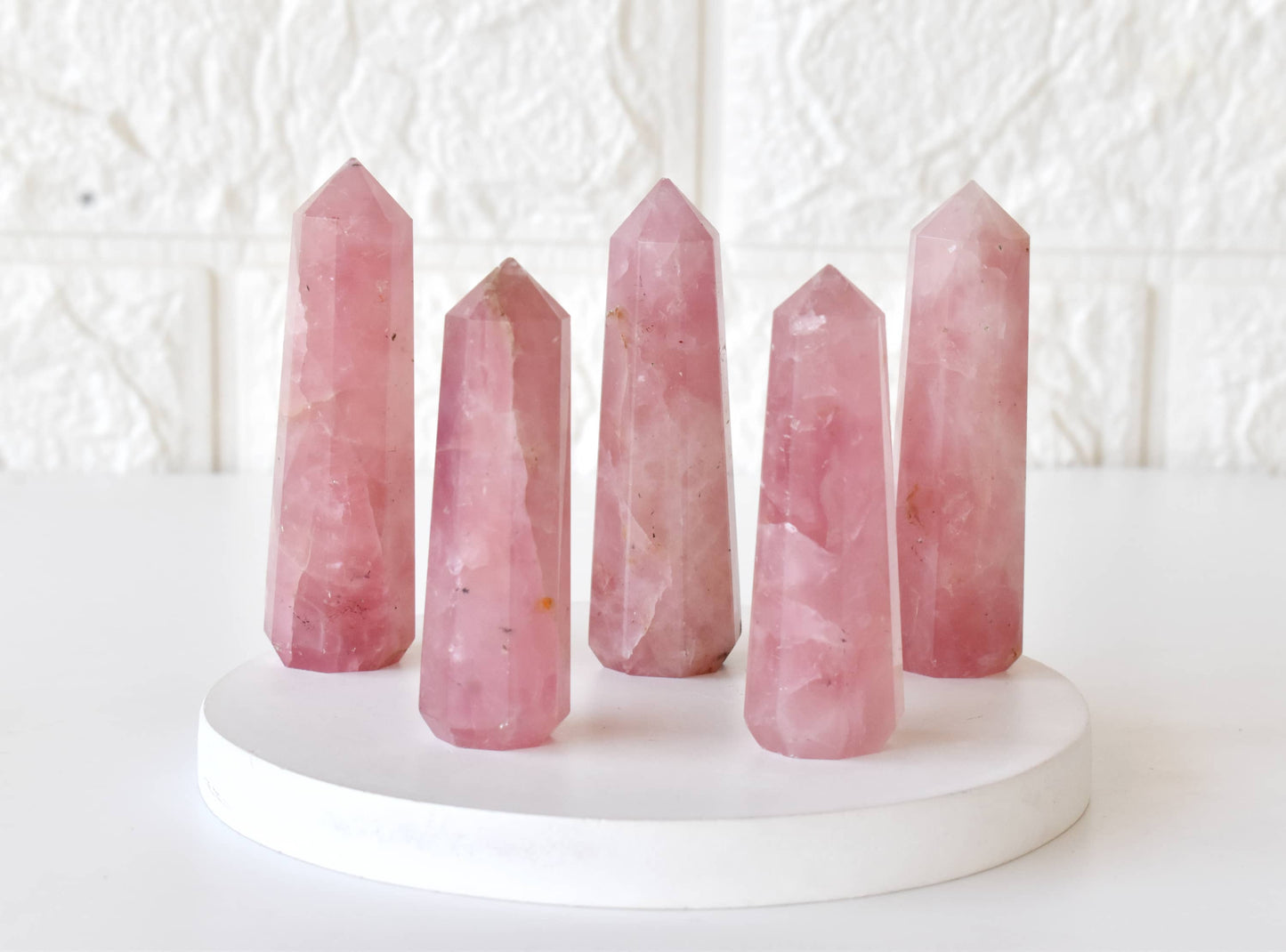 Rose Quartz Crystal Tower | Healing Obelisk Point | Natural Gemstone Tower