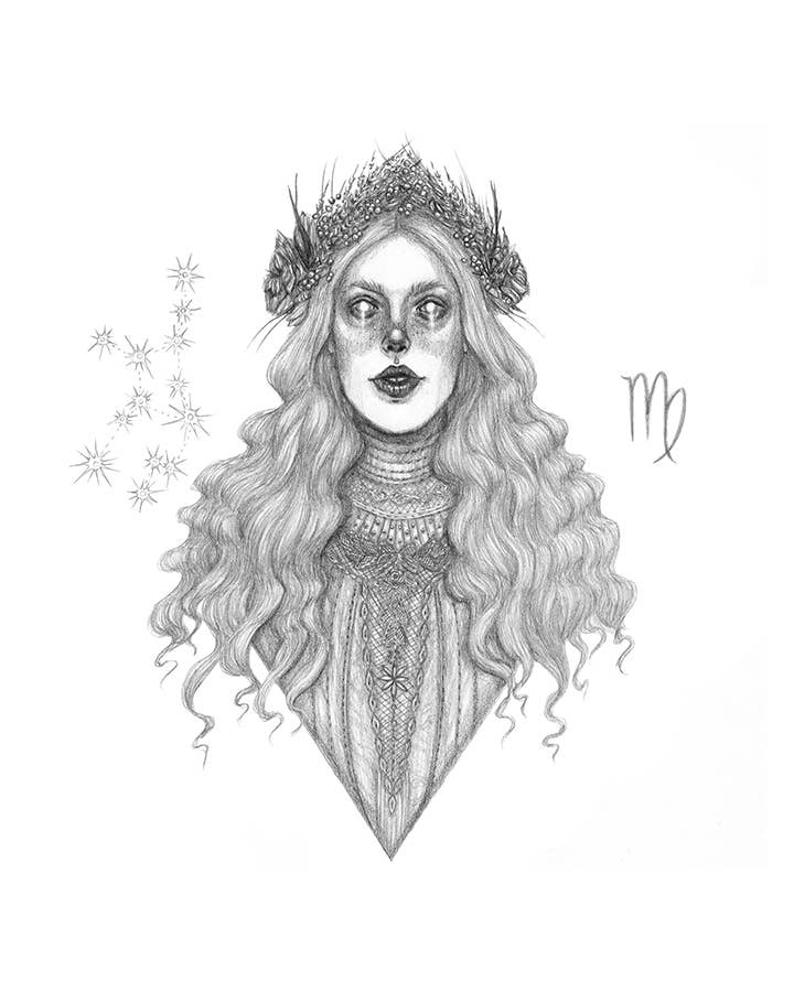 Virgo Zodiac Goddess Fine Art Print - Astrology Star Sign