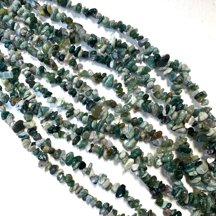 Moss Agate Chip Beads 32"