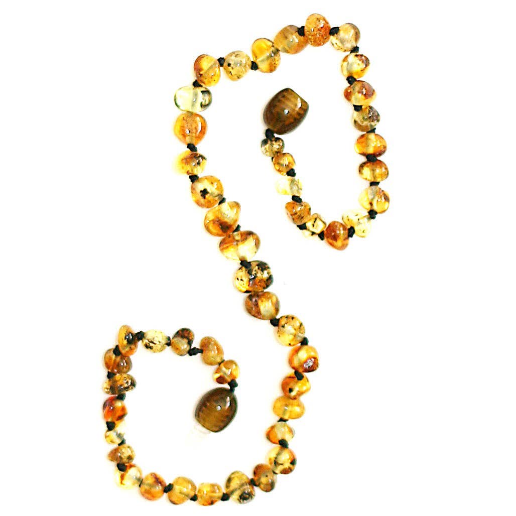 Baltic Amber Necklace - Olive Circle 13"
