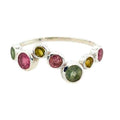 Multi Tourmaline Dancing Ring - Sterling Silver Size 6