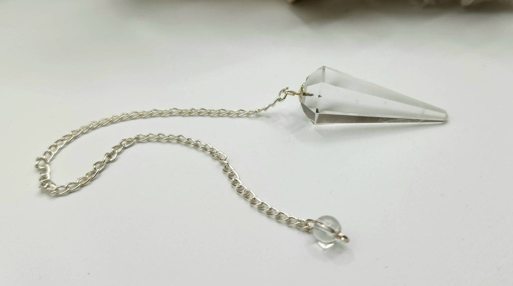 Clear Quartz Crystal Pendulum | Silver-Plated Chain | Divination & Energy Work