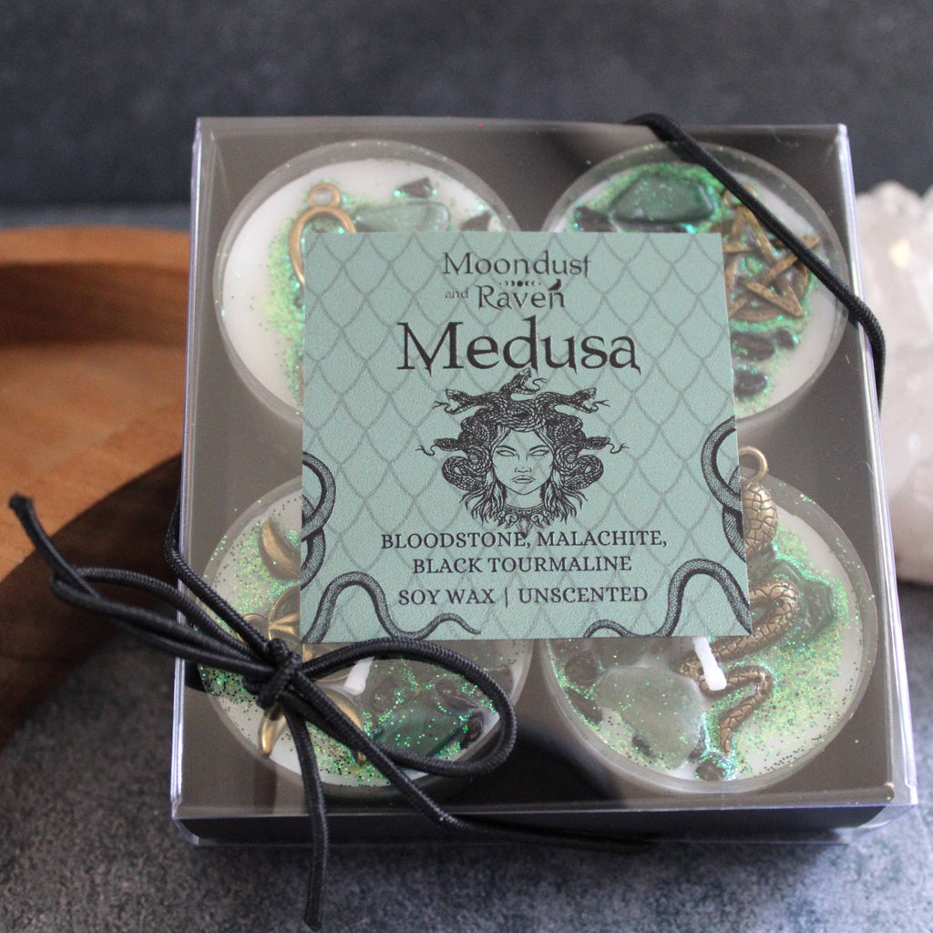 Medusa Tealight Crystal Candles, Ritual Candles