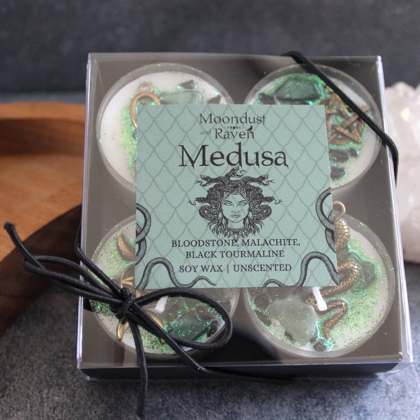 Medusa Tealight Crystal Candles, Ritual Candles