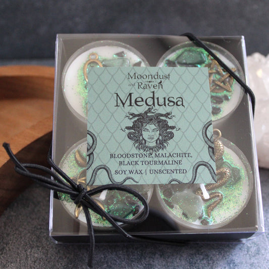 Medusa Tealight Crystal Candles, Ritual Candles