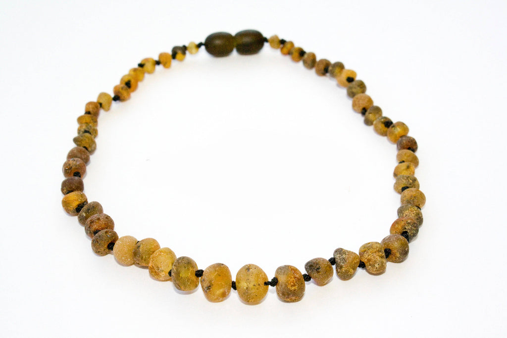 Baltic Amber Necklace - Raw Olive Circle 13"