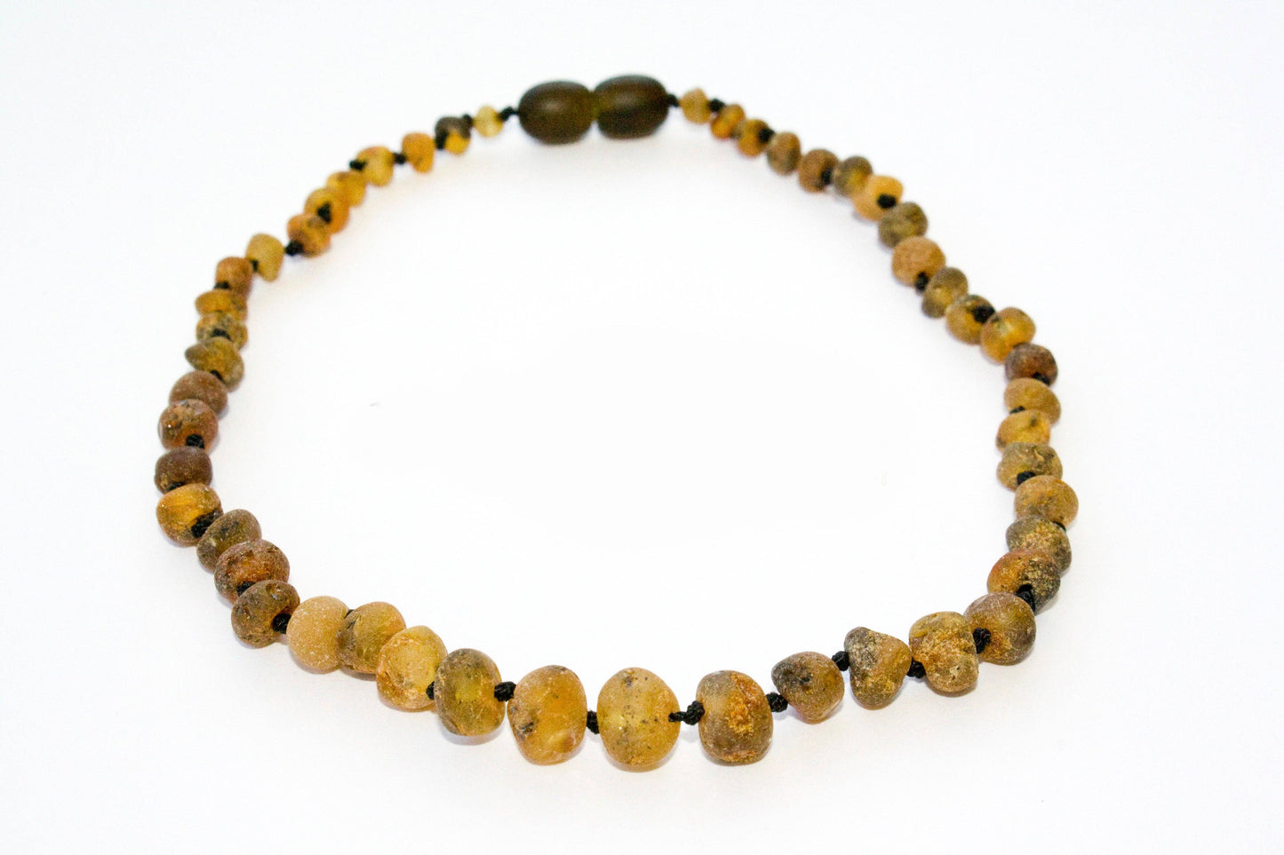 Baltic Amber Necklace - Raw Olive Circle 13"