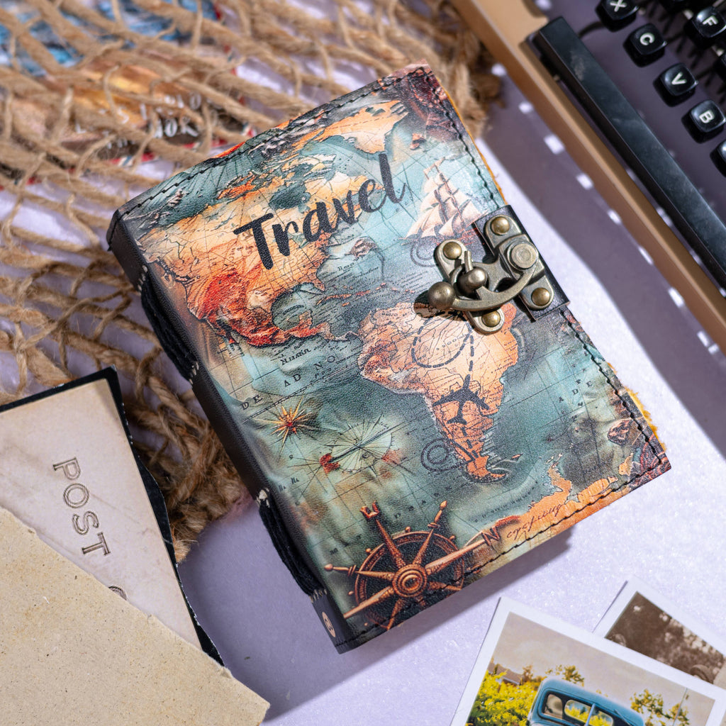 Vintage Leather Journal Notebook Diary for Travel Lovers