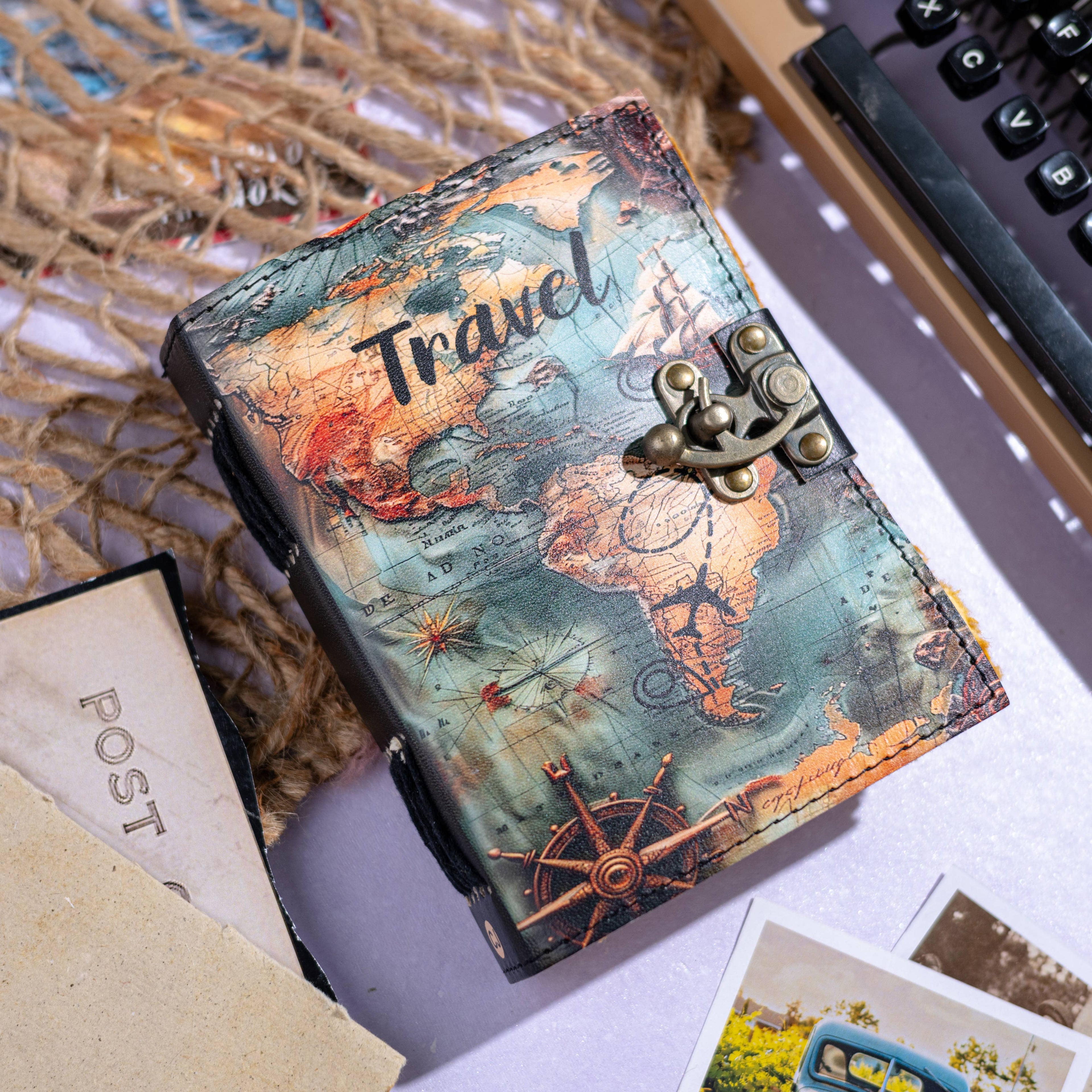 Vintage Leather Journal Notebook Diary for Travel Lovers