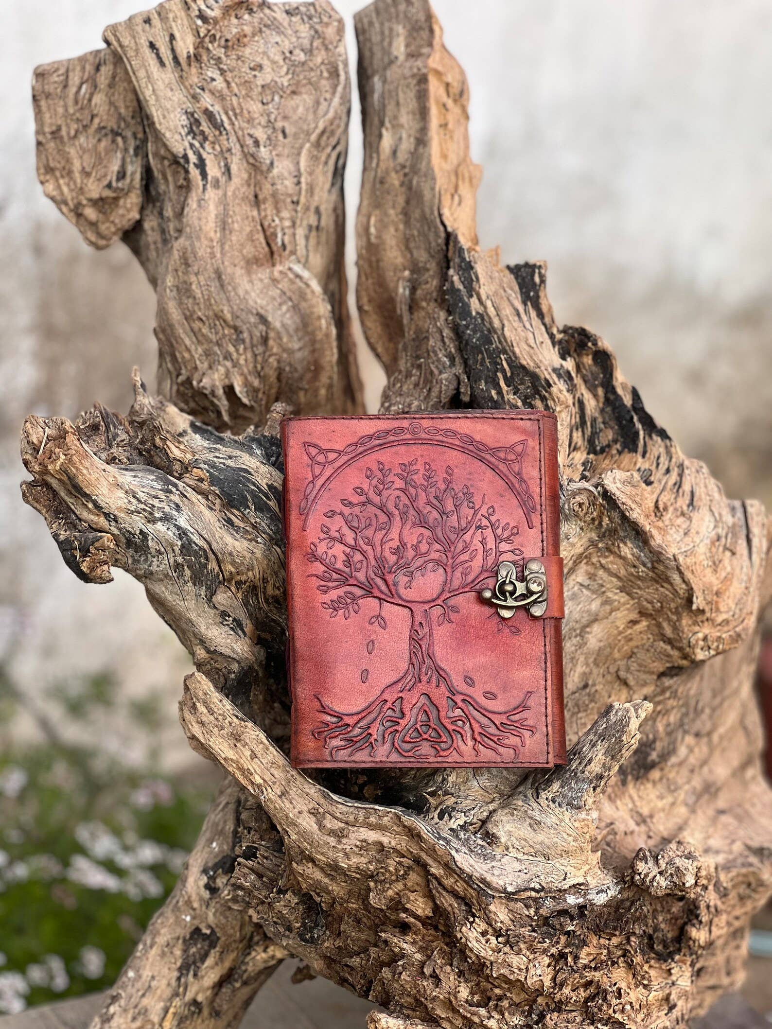 Tree Embossed Leather Journal diary with 200 Handmade pages