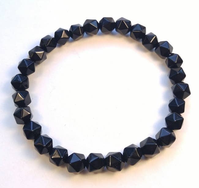 Black Tourmaline Icosahedron Gemstone Bracelet – 7-8mm Wrist Mala | Protection & Grounding | Namu Baru