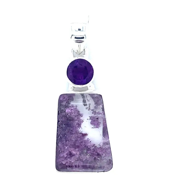 Lodolite & Amethyst Shaman Dream Stone Pendant | Sterling Silver | 1¾"