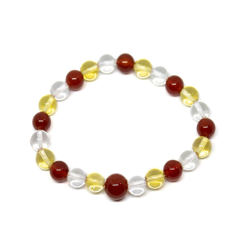 Carnelian, Citrine & Clear Quartz Gemstone Bracelet – 8mm Wrist Mala | Abundance & Motivation | Namu Baru