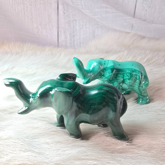 Malachite Elephant Crystal Carving ~ Polished Crystals