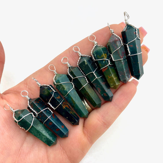 Wire Wrapped Bloodstone Pendant