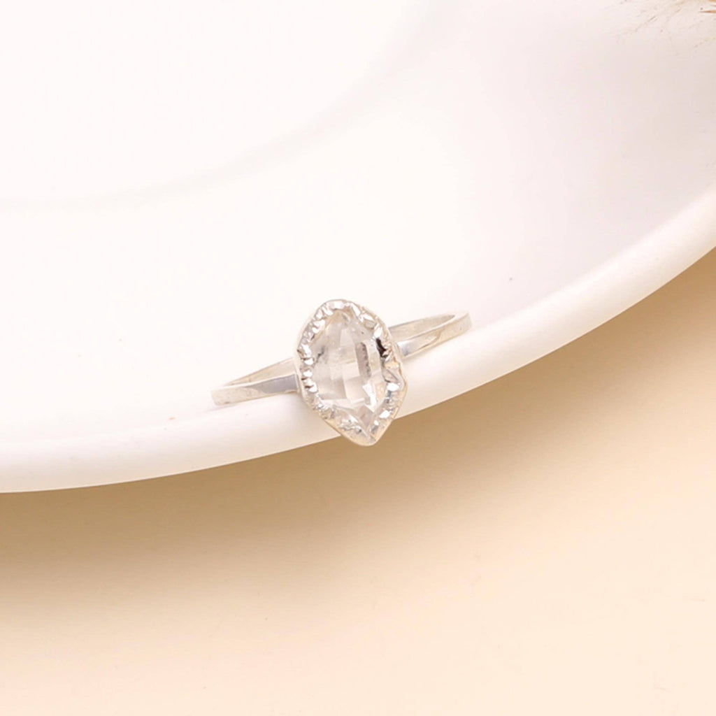 925 Sterling Silver Raw Herkimer Diamond Ring Size 8