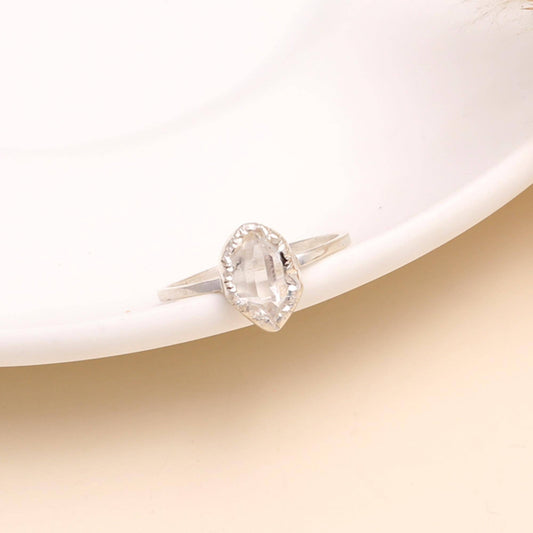 925 Sterling Silver Raw Herkimer Diamond Ring Size 8