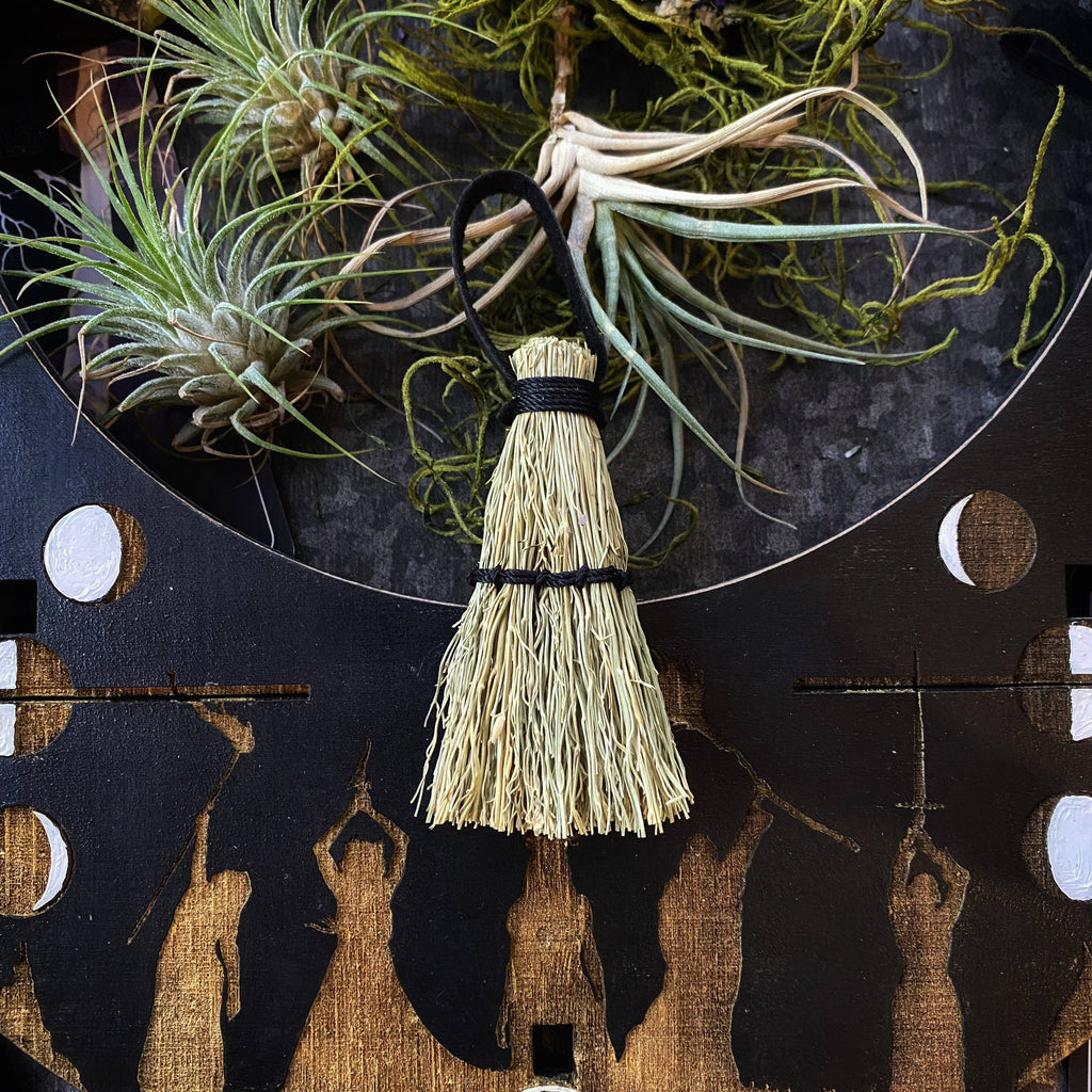 Miniature Besom & Hand Broom | 3–5" Tampico | Altar Tool or Ornament