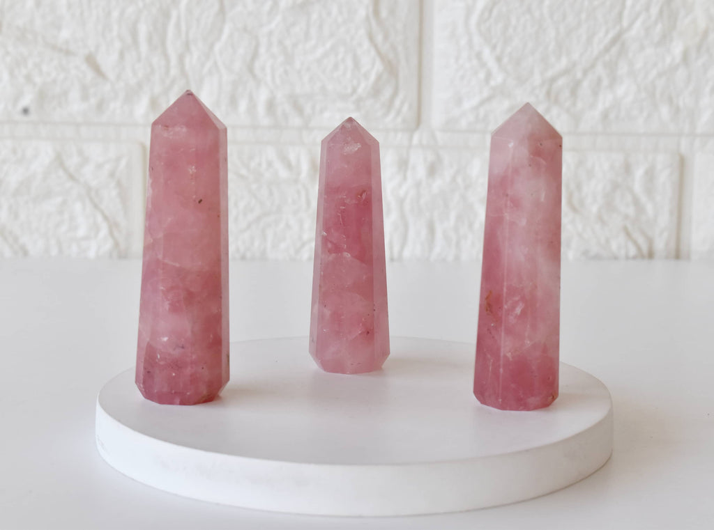 Rose Quartz Crystal Tower | Healing Obelisk Point | Natural Gemstone Tower