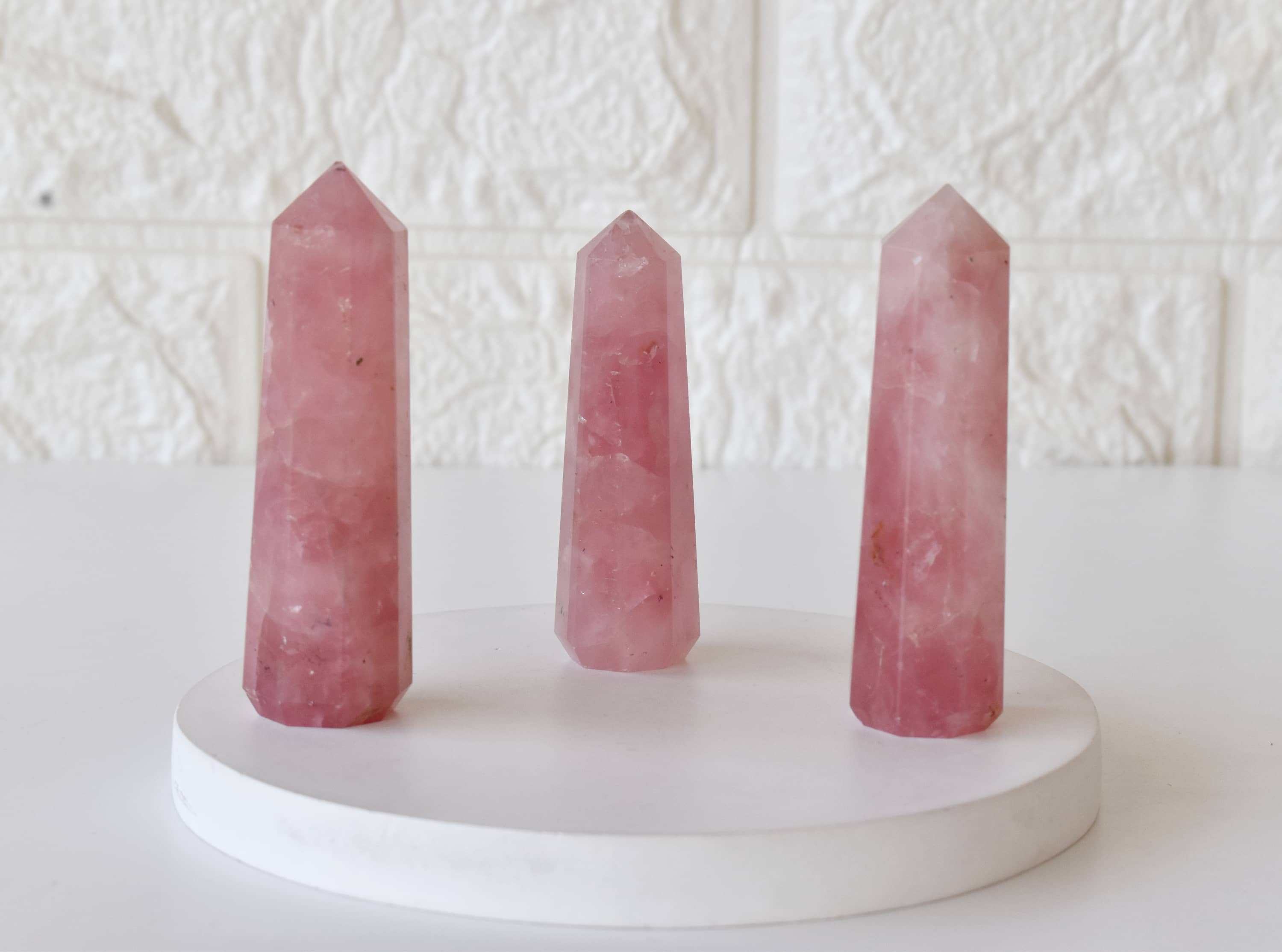 Rose Quartz Crystal Tower | Healing Obelisk Point | Natural Gemstone Tower