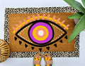 Evil Eye Coir Doormat - Hand-Painted Protection Symbol for Your Entryway