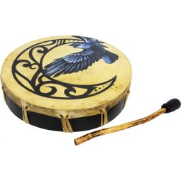 Ceremonial Drum – Moon & Raven | 12" Shamanic Frame Drum with Drumstick