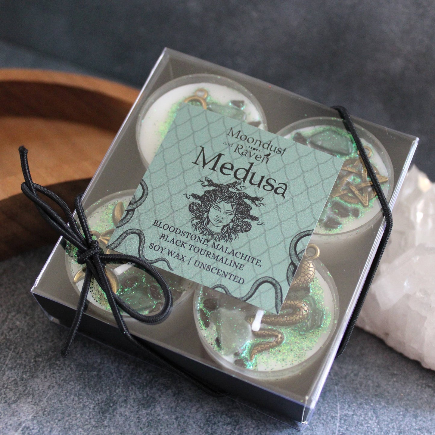 Medusa Tealight Crystal Candles, Ritual Candles