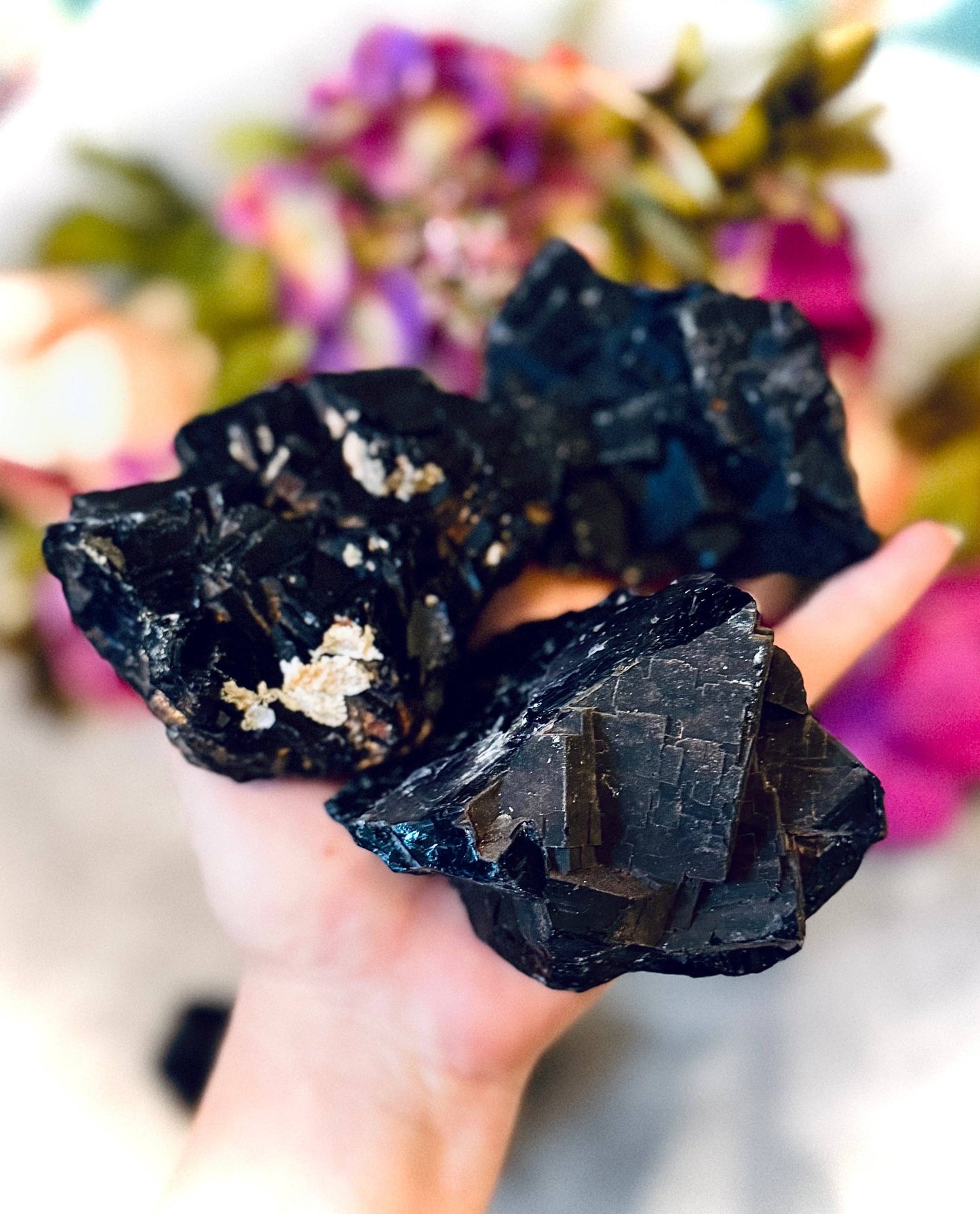 RARE Black Rose Fluorite Specimens, Fluorescent Red or Pink