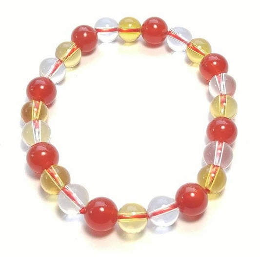 Carnelian, Citrine & Crystal Beaded Bracelet Wrist Mala 8mm