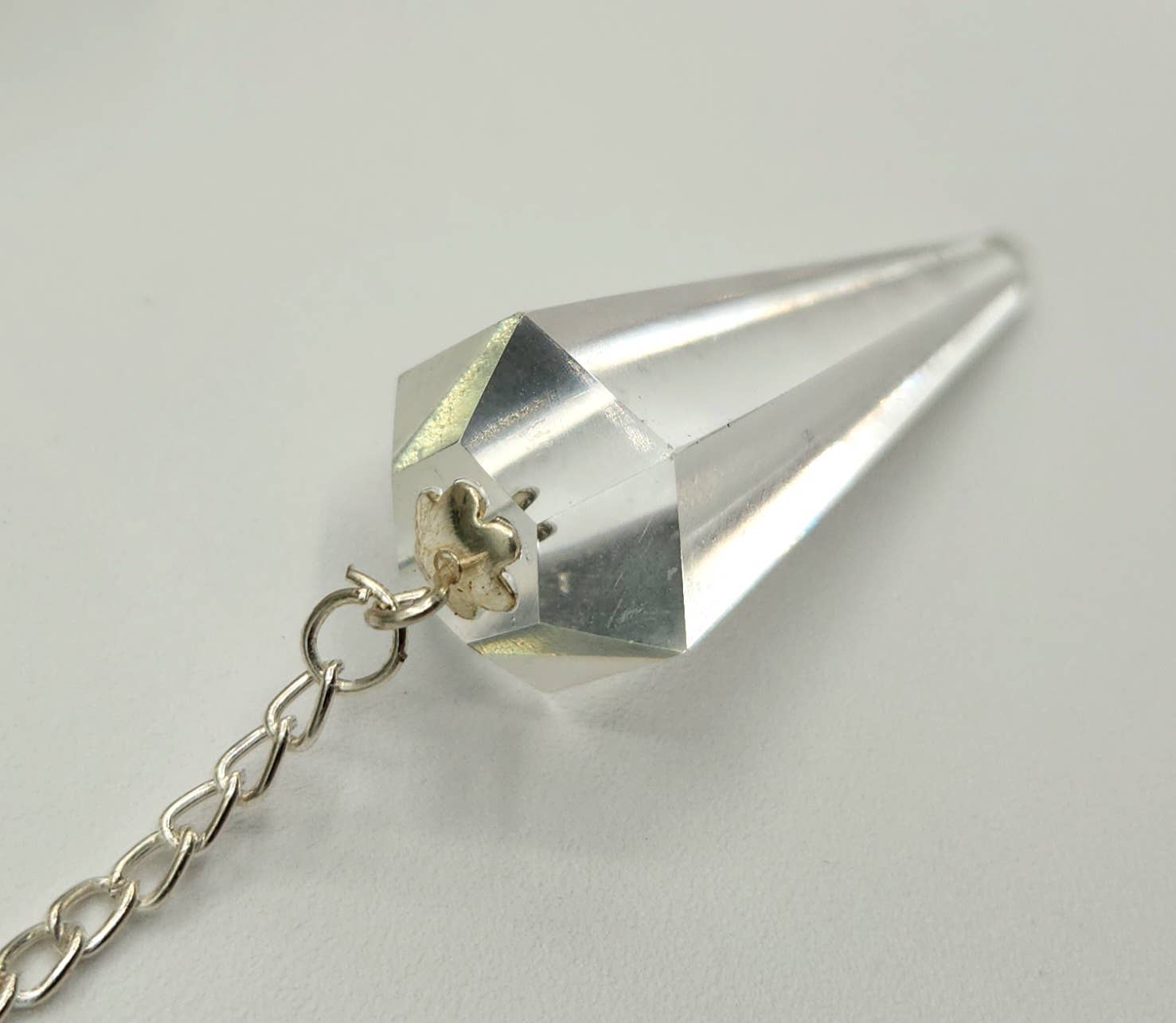 Clear Quartz Crystal Pendulum | Silver-Plated Chain | Divination & Energy Work