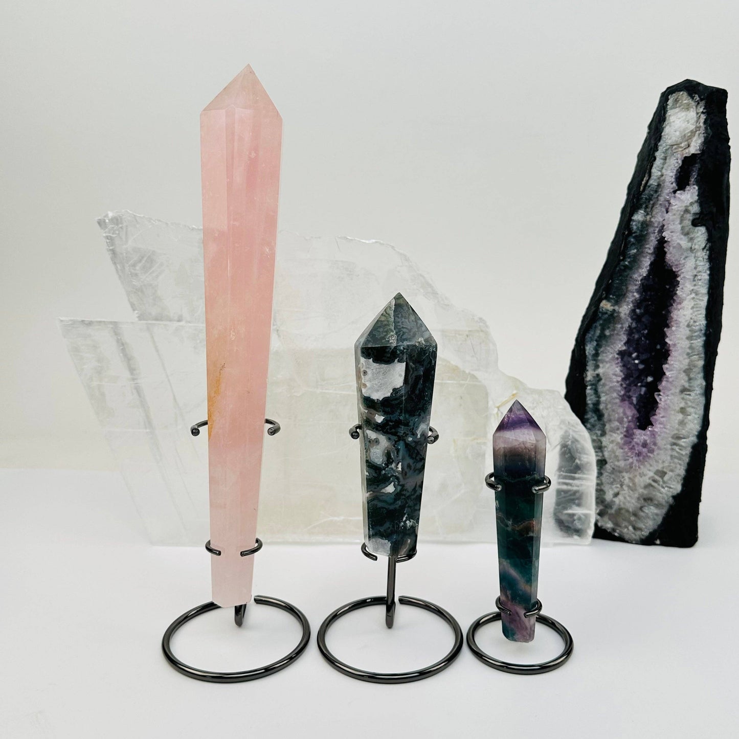 Crystal Wands on Metal Stand