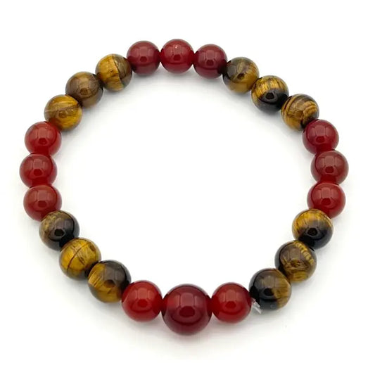 Carnelian & Tiger's Eye Beaded Bracelet