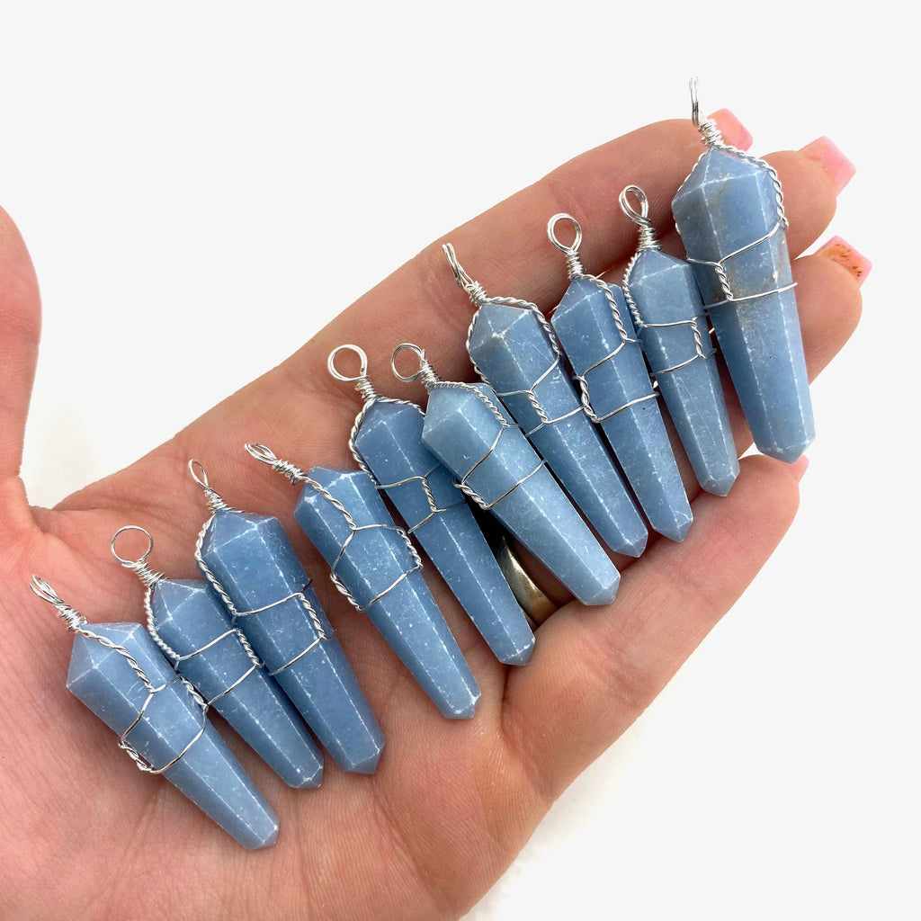 Angelite Wire Wrapped Pendant | Angelic Connection & Divine Peace