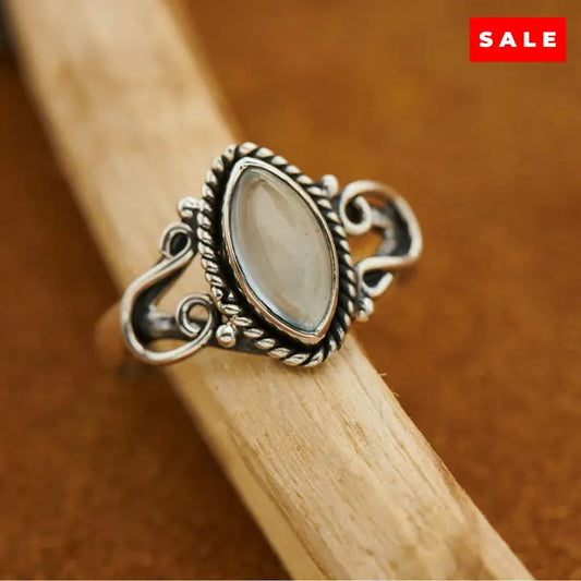 Blue Topaz Horseshoe Ring Size 7