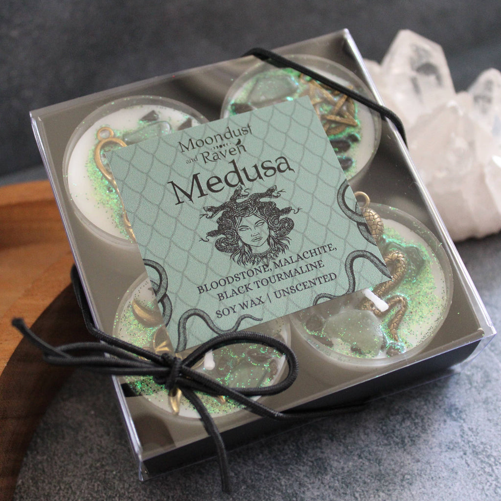 Medusa Tealight Crystal Candles, Ritual Candles