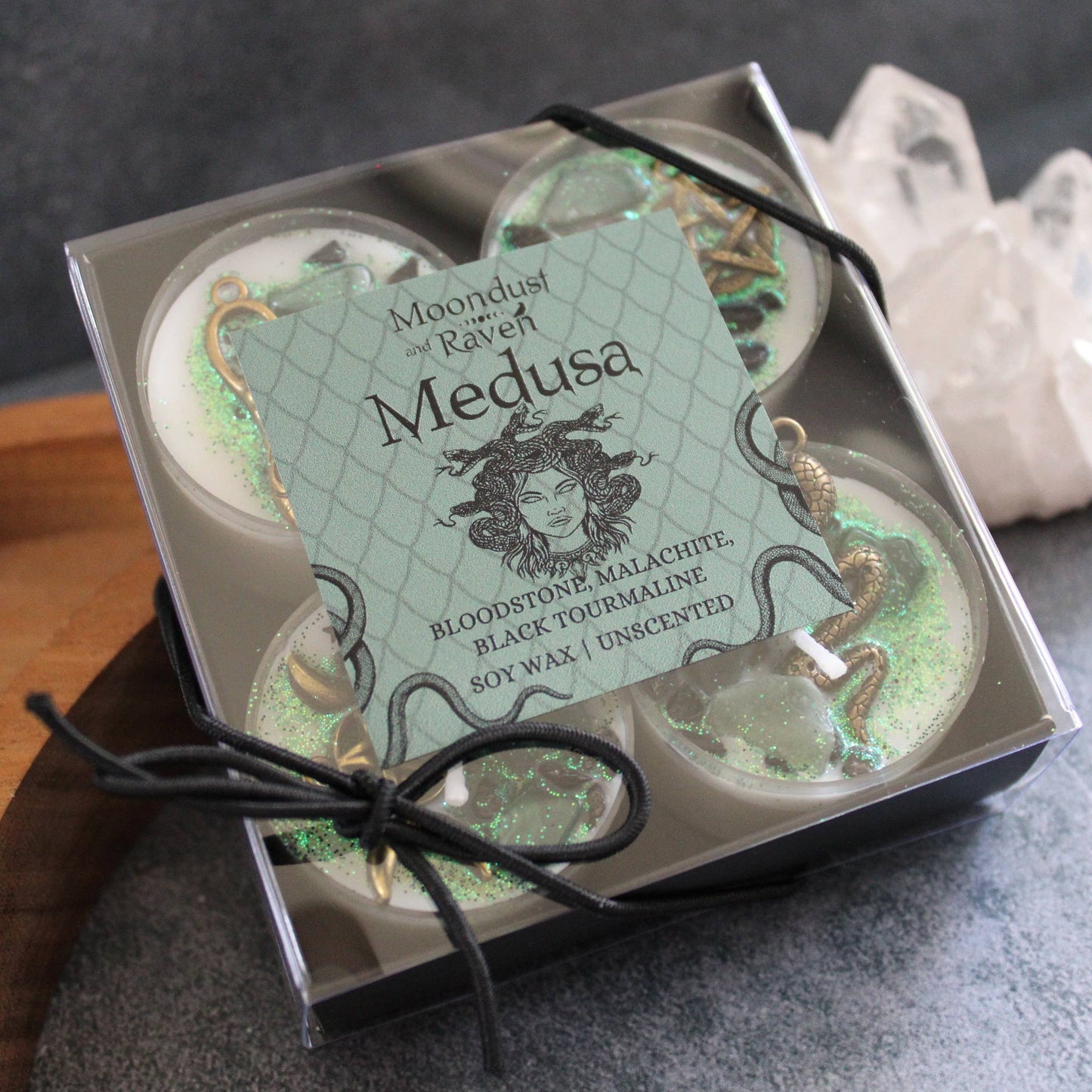 Medusa Tealight Crystal Candles, Ritual Candles
