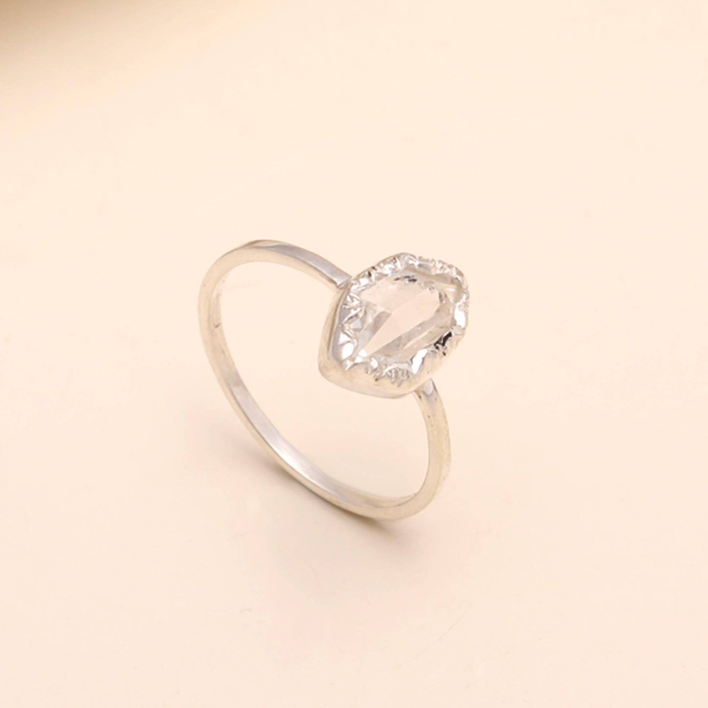 925 Sterling Silver Raw Herkimer Diamond Ring Size 8