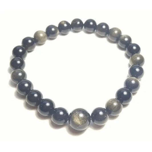 Gold Sheen Obsidian Beaded Bracelet - Wrist Mala - 8mm
