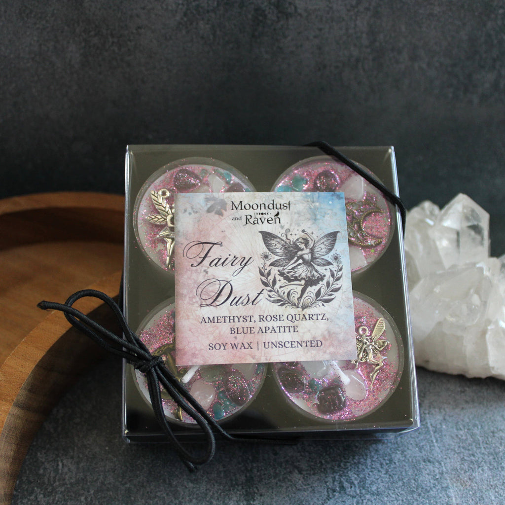 Fairy Dust Tealight Crystal Candles, Ritual Candles