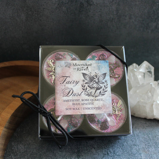 Fairy Dust Tealight Crystal Candles, Ritual Candles