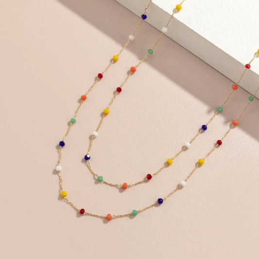 Dainty Color Beaded Waist Belly Chain in Solid Copper